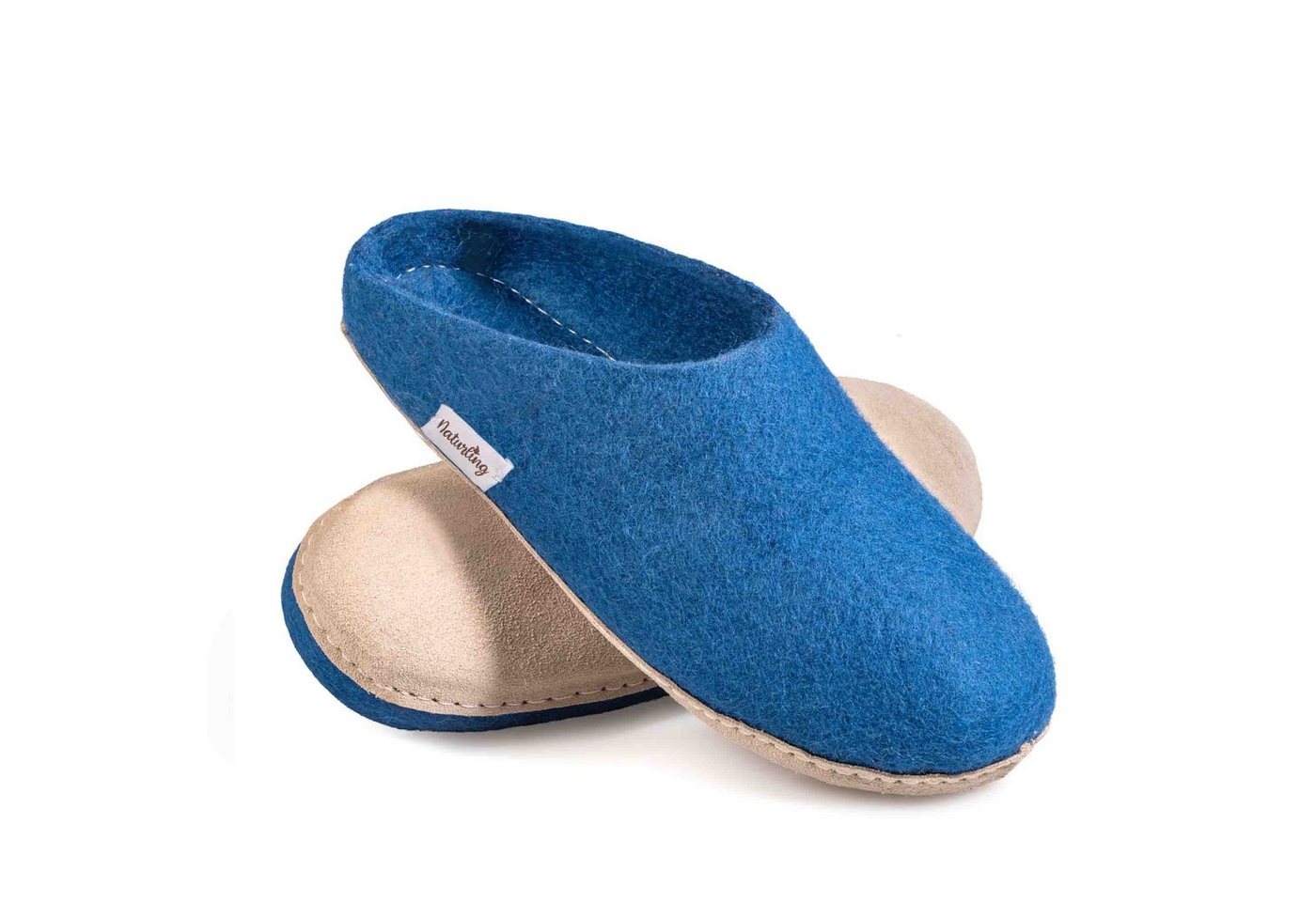 naturling Filz Damen Pantoffel Hausschuh (mit bequemer) Ledersohle von naturling