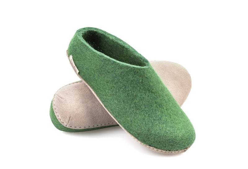 naturling Filz Damen Pantoffel Hausschuh (mit bequemer) Ledersohle von naturling