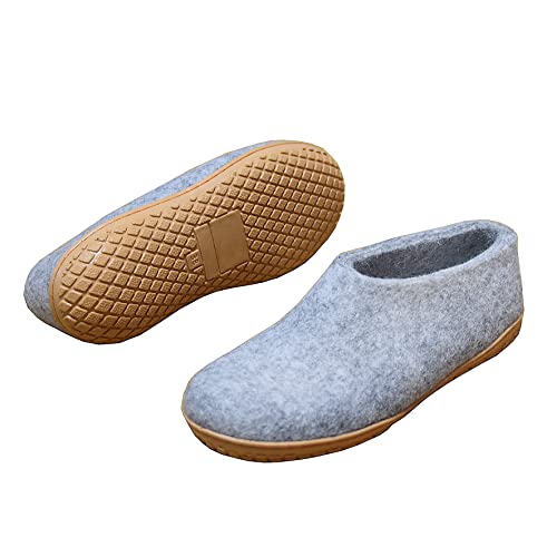 naturling Filz Hausschuhe - Damen Outdoor Hüttenschuhe mit Gummisohle - handgemachte Slipper aus 100% Schurwolle (Grau, eu_footwear_size_system, adult, women, numeric, medium, numeric_37) von naturling