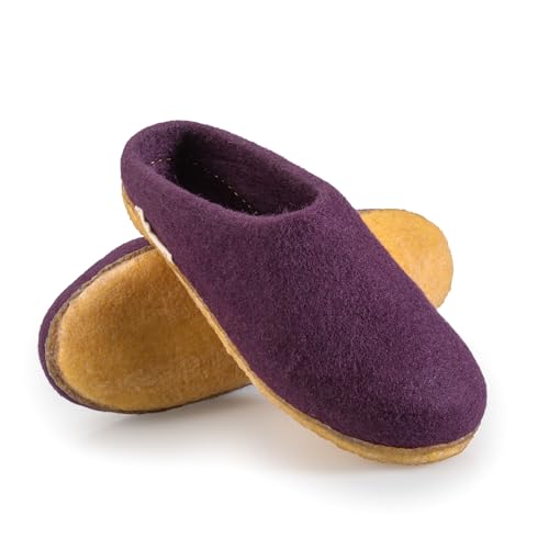naturling Hausschuhe - Slipper mit Kautschuksohle (Aubergine, EU Schuhgrößensystem, Erwachsene, Damen, Numerisch, M, 39) von naturling