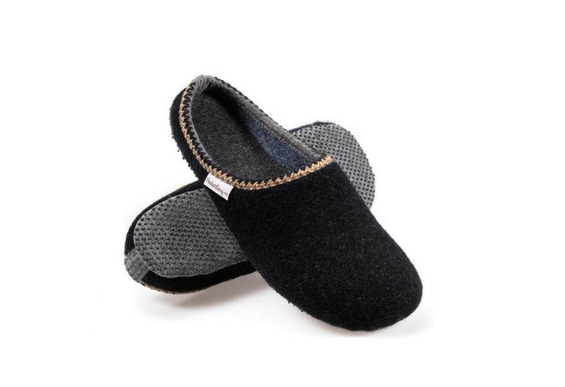 naturling Herren Filz Slipper mit Einlage Hausschuh mit rutschfester Sohle von naturling