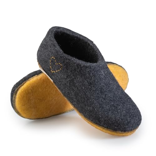 naturling Herren Hausschuhe - bequeme halbhohe Boots mit rutschfeste Kautschuk Sohle (Anthrazit, EU Schuhgrößensystem, Erwachsene, Herren, Numerisch, M, 45) von naturling