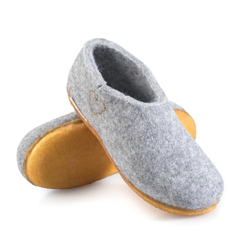 naturling Herren Hausschuhe - bequeme halbhohe Boots mit rutschfeste Kautschuk Sohle (Hellgrau, EU Schuhgrößensystem, Erwachsene, Herren, Numerisch, M, 42) von naturling