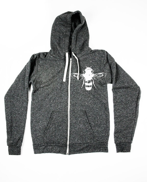 Bee Hoodie, Unisex Tri-Blend Heather Black Hoody - S, M, L, Xl, 2X Kleidung Made in Usa, Hoodie Sweatshirt, Bienen von naturwrk