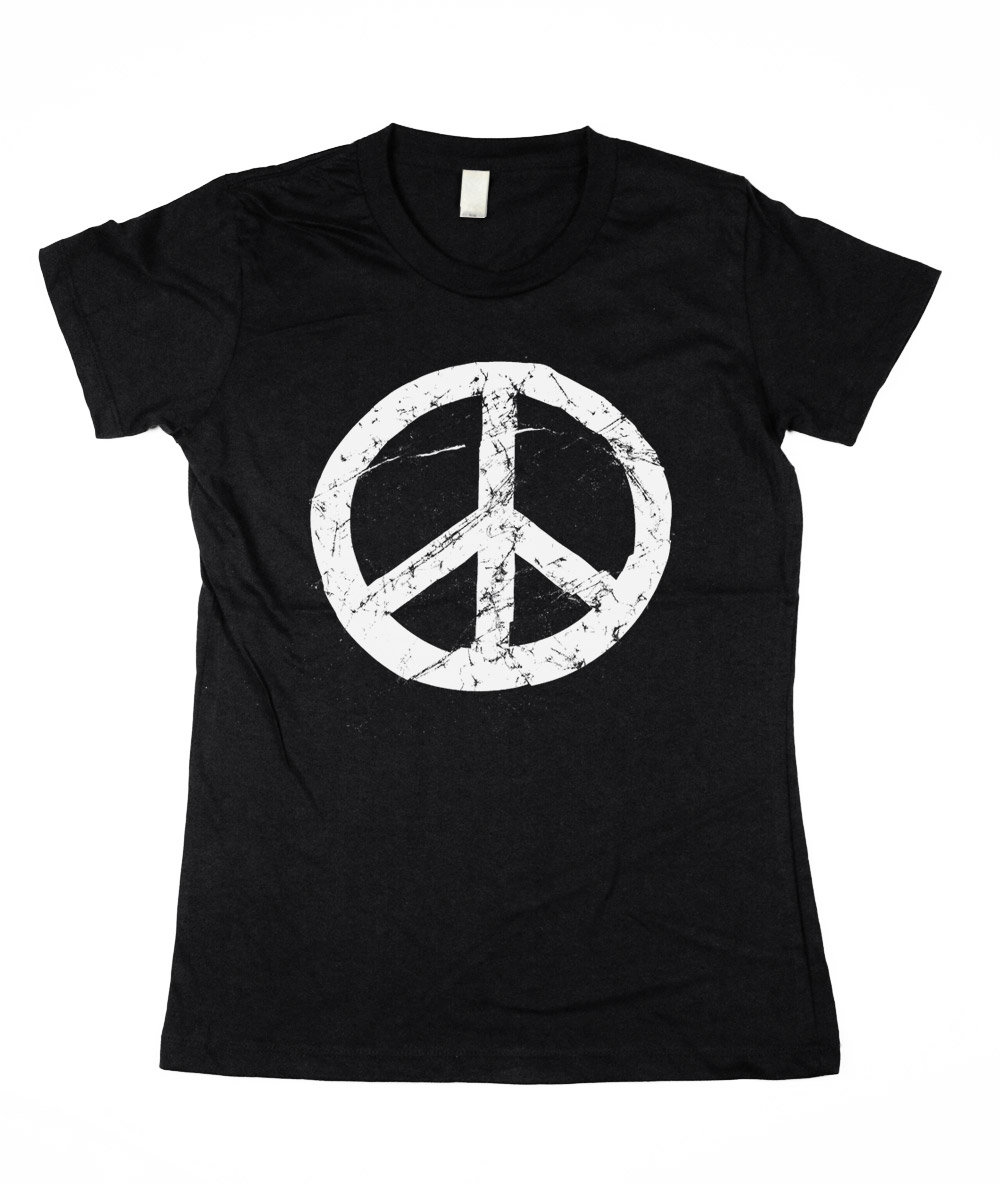 Bio-Baumwolle Womens Peace Zeichen Tshirt - Grunge Sign Shirt Boho 60S in Klein, Mittel, Groß Und Xl von naturwrk