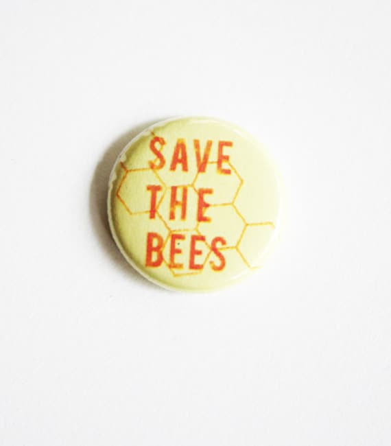 Button - Save The Bees Bienenknopf Pin-Back-Button Honey Bee von naturwrk