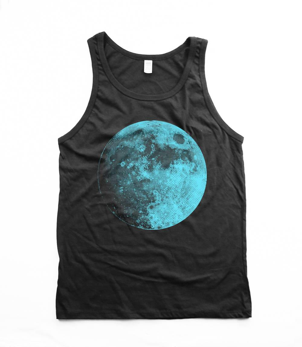 Mond Tank Top - Unisex Blue Moon Baumwoll Schwarzes Unisex Klein, Mittel, Groß, Xl, 2Xl von naturwrk