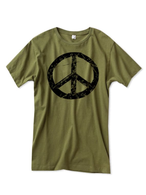 Peace Zeichen Shirt - Herren Armee Grün Tshirt 90Er Jahre Grunge 70Er S, M , L Xl, 2Xl von naturwrk