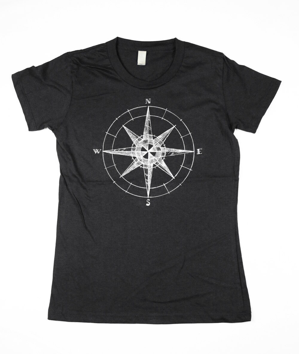 Womens Kompass Shirt - Illiustred Compass Tshirt Bio-Baumwolle S, M, Large, Xl von naturwrk
