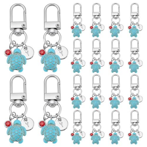 NBEADS 26 Stück Meeresschildkröten-Anhänger aus synthetischem Türkis und 201 Edelstahl mit rotem Edelstein für Damen, Handtasche, Geldbörse, Rucksack, Charm-Dekoration von nbeads