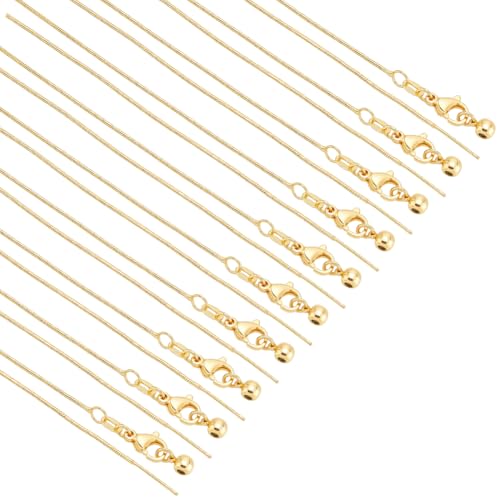 nbeads 12 Stück Messing Runde Schlangenkette, Echte 18K Vergoldete Kettenhalskette 45.7cm /17.9 Zoll Verstellbare Schiebehalsketten Für Die Schmuckherstellung DIY Projekte nbeads 12 Stück Messing Runde Schlangenkette, Echte 18K Vergoldete Kettenhalskette 45.7cm /17.9 Zoll Verstellbare Schiebehalsketten Für Die Schmuckherstellung DIY Projekte von nbeads