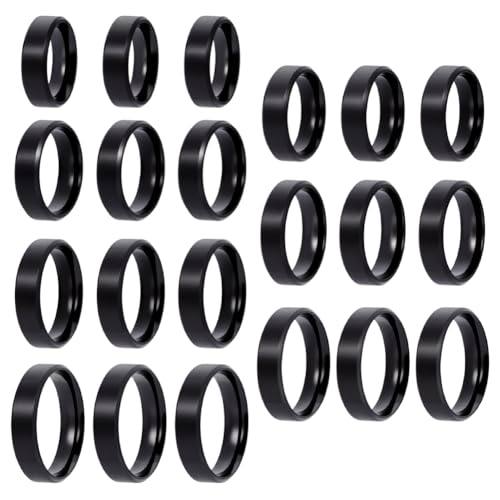 nbeads 21 Stück 7 Größen Edelstahl Rohling Ringe, 16-22mm einfarbig Inlay Finger Ringe Ehering Rohling für handgefertigte Schmuckherstellung Geschenk, Schwarz von nbeads