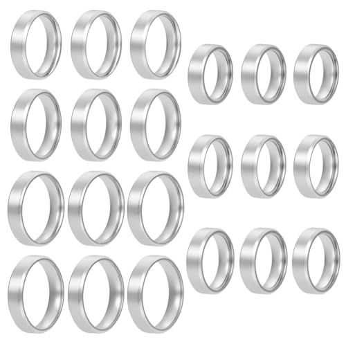 nbeads 21 Stück 7 Größen Edelstahl Rohling Ringe, 16-22mm einfarbig Inlay Finger Ringe Ehering Rohling für handgefertigte Schmuckherstellung Geschenk, Silber von nbeads