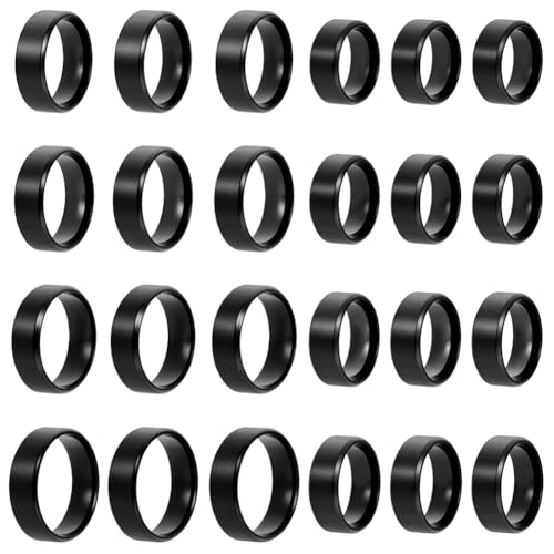 nbeads 24 Stück 8 Größen Edelstahl Rohling Ringe, 16-23.1mm einfarbig Inlay Finger Ringe Ehering Rohling für handgefertigte Schmuckherstellung Geschenk, Schwarz von nbeads