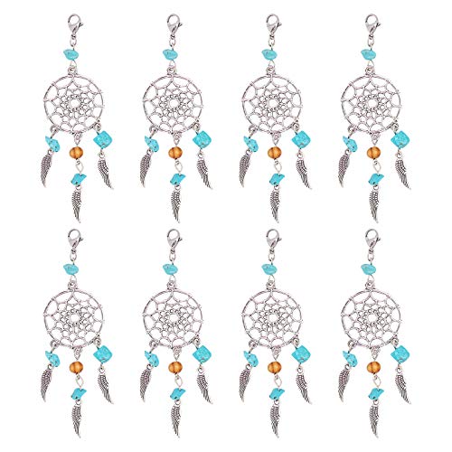 NBEADS 30 Stück Alloy Dream Catcher Dreamcatcher Charms Anhänger mit Federn Quasten Synthetische Türkis Perlen Intarsien Retro Schmuck für Frauen Mädchen von nbeads