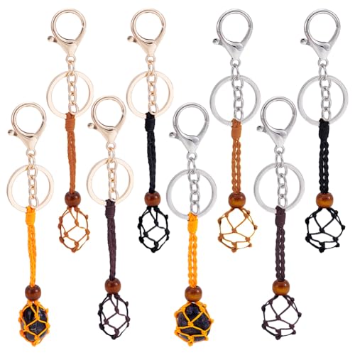 NBEADS 8 Stck. 4 Stile Stein-Halter Schlüsselanhänger, 9.5cm Metall Kristallhalter Schlüsselanhänger Steinhalter Schnur Einstellbare Kristall-Halter Schlüsselanhänger für DIY-Schmuckherstellung von nbeads