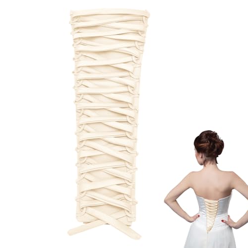 nbeads Korsett Kit Kleid Reißverschluss Ersatz, Rückenset Aus Satin Mit Verstellbarer Passform Und Schnürung Aus Satinband Für Formelle Ballkleider, Beige von nbeads