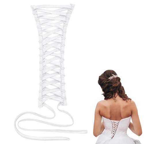 NBEADS Korsett-Rücken-Set Für Hochzeitskleider - Ersatz Reißverschluss, Verstellbare Passform Aus Polyester Satin - Für Formelle Ballkleider, Weiß von nbeads