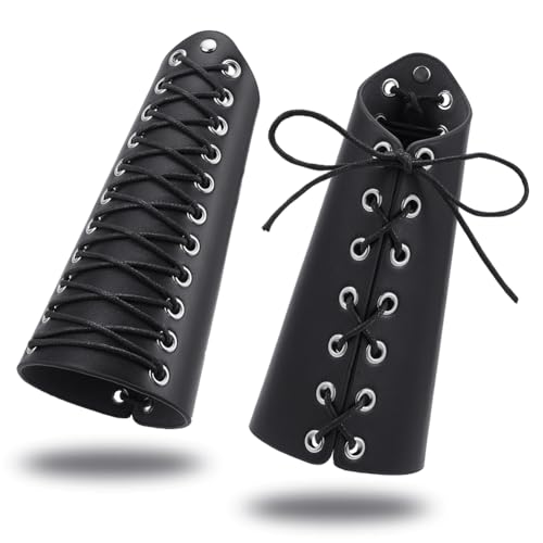 nbeads Mittelalterliche Leder Armschienen, Leder Armschützer Schnalle Armschienen Schnalle Breite Armschiene Ritter Retro Renaissance Armschützer für Halloween Kostümzubehör, Schwarz von nbeads