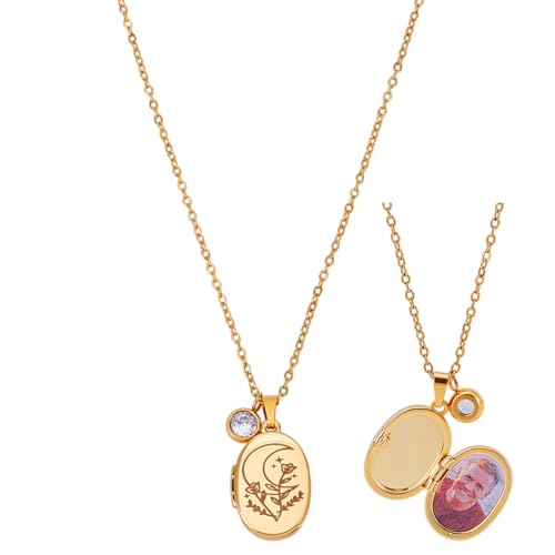 nbeads Ovale Medaillon Halskette, Aufklappbare Anhängerkette Mit Mond Und Rosenmuster, Schlüsselbeinkette Für Den Alltag Partys Besondere Anlässe Schmuckgeschenk nbeads Ovale Medaillon Halskette, Aufklappbare Anhängerkette Mit Mond Und Rosenmuster, Schlüsselbeinkette Für Den Alltag Partys Besondere Anlässe Schmuckgeschenk von nbeads