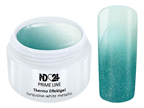 Prime Line - Thermo Color Uv Led Gel Turquoise-White Metallic - Made in Germany - 5ml von ND24 NailDesign