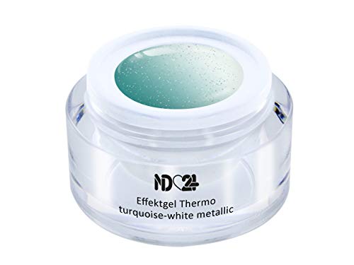 Uv Led Effekt-Gel Thermo Turquoise-White Metallic - Studio Qualität - Made In Germany - 5ml von ND24 NailDesign
