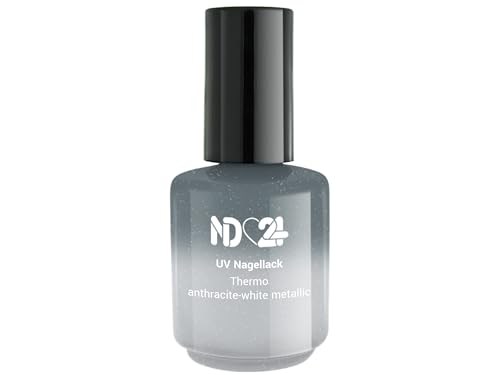 Uv/Led Effekt Nagellack Thermo Anthracit-White Metallic - Studio Qualität - Made in Germany - 15ml von ND24 NailDesign