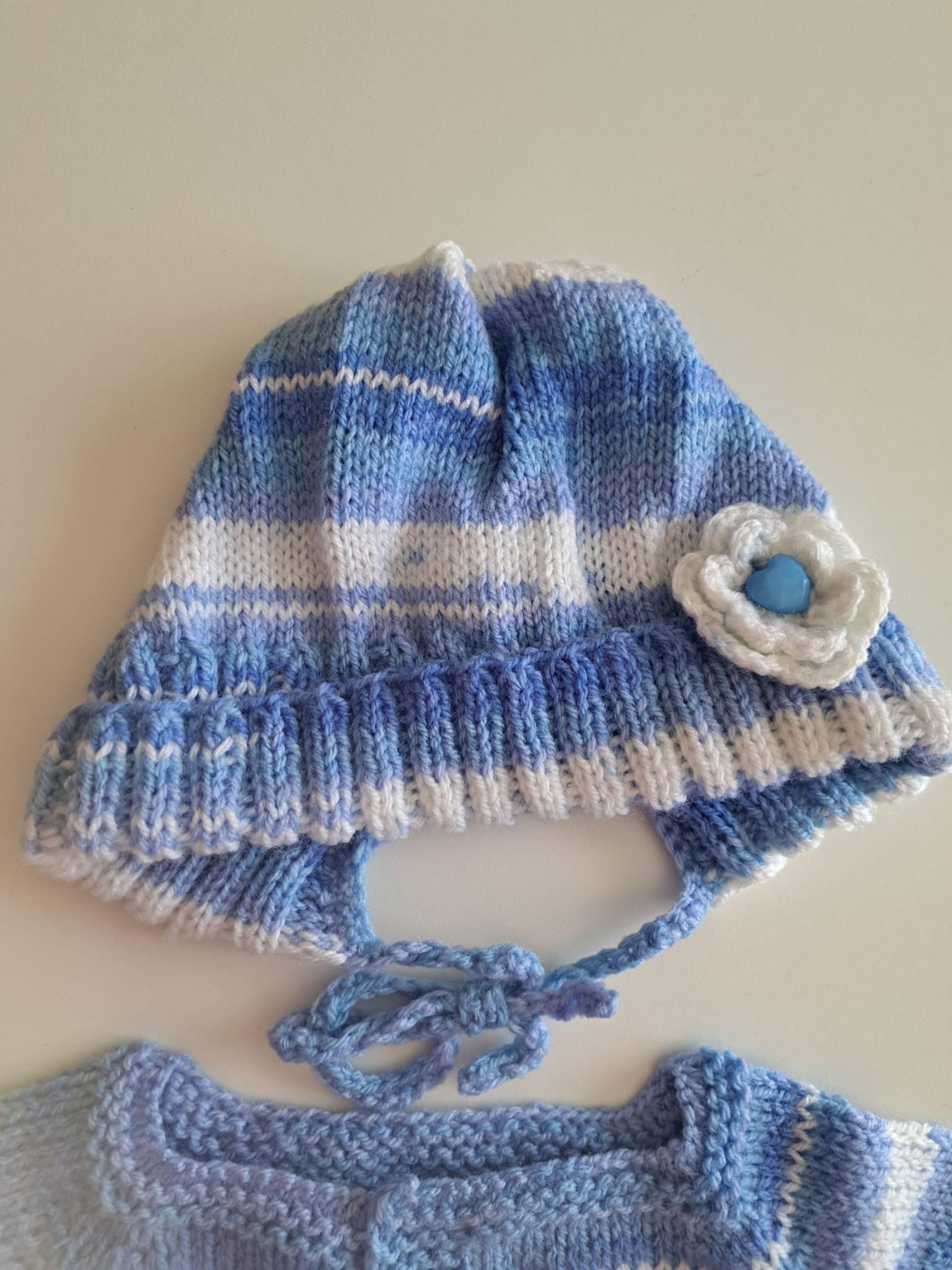 Baby Jäckchen Mit Mütze, Gr. 50/56, Blumenknöpfe, Jacke, Kleidung, Geschenk, Babyparty, Zur Geburt von needleBurk