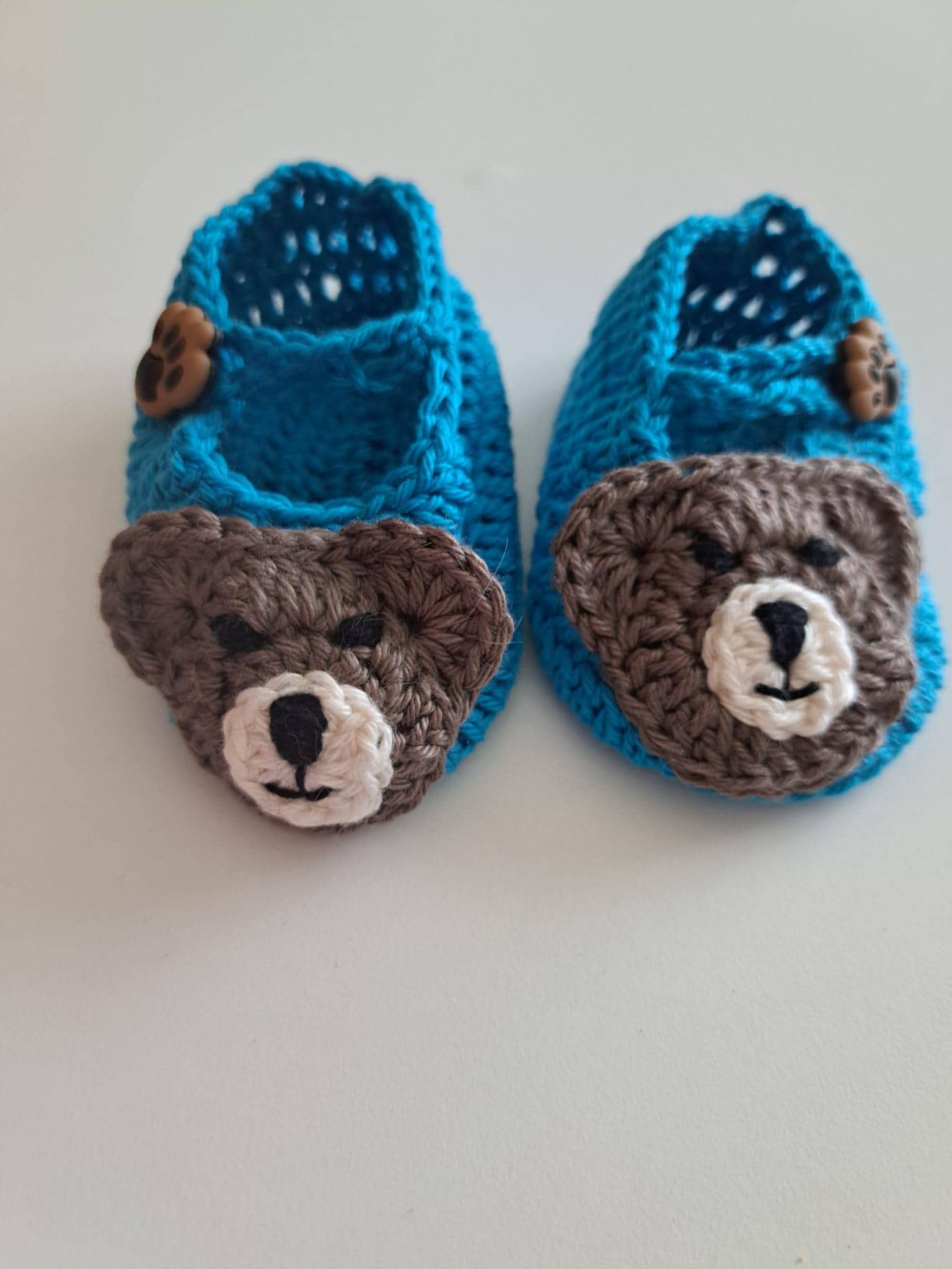 Baby Schühchen, Schuhe, Bär, Gr. Sohlenlänge 9 cm, Blau, Kleidung, Geschenk, Babyparty, Zur Geburt von needleBurk