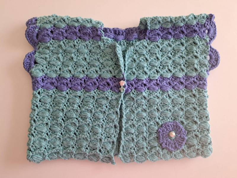 Baby Weste, Jäckchen, Gr. 50/56, Grün-Lila, Jacke, Kleidung, Geschenk, Babyparty, Zur Geburt von needleBurk