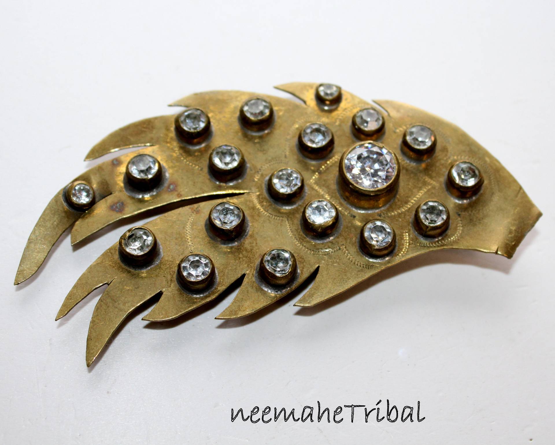 Messingflügel Mit Straßsteinen Auf Beiden Seiten, 10 X 5 cm; Pf27 Messingflügel Mit Straßsteinen Auf Beiden Seiten, 10 X 5 cm; Pf27 von neemaheTribal