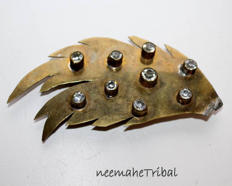 Messingflügel Mit Straßsteinen Auf Beiden Seiten, 11 X 5 cm; Fp28 Messingflügel Mit Straßsteinen Auf Beiden Seiten, 11 X 5 cm; Fp28 von neemaheTribal