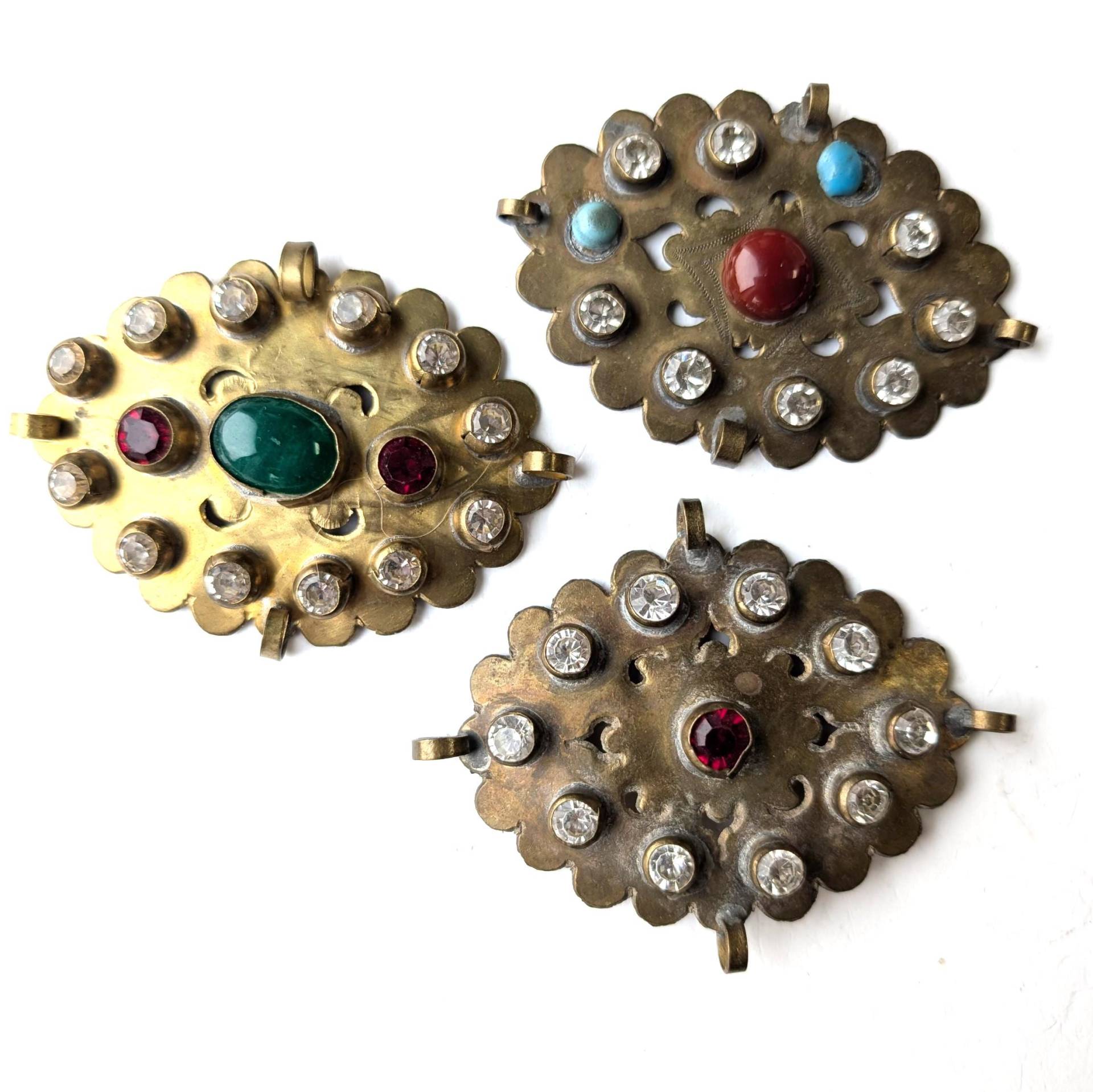 Ovale Goldfarbene Aufnäher Mit Straßsteinen, 3 Stück, Ca. 7, 5 X 5 cm; 291125.2 von neemaheTribal