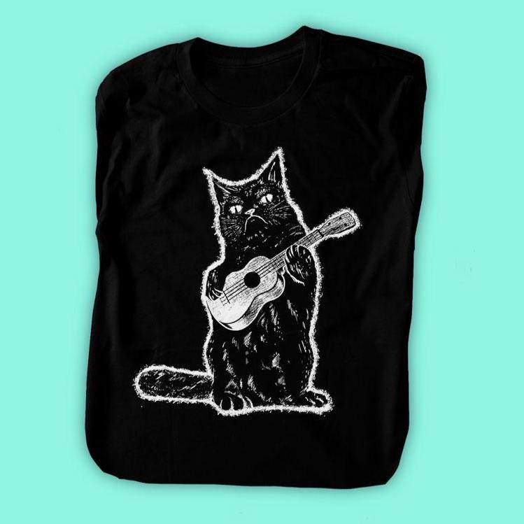 Ukulele Shirt, Katzen Musik Liebhaber Geschenk - Lustiges Grumpy Cat T-Shirt Kitty Gitarre Männer Frauen Größen Hand Siebdruck Ukulele Shirt, Katzen Musik Liebhaber Geschenk - Lustiges Grumpy Cat T-Shirt Kitty Gitarre Männer Frauen Größen Hand Siebdruck von neetoclothing