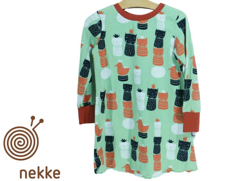 Bio, Kinder Langarmkleid "Katzen" Jersey, Aus Zertifizierten Biostoffen von nekkeklix