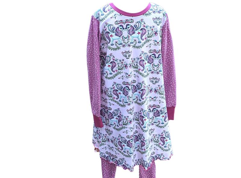 Bio, Kinder Langarmkleid "Ponies" Jersey, Aus Zertifizierten Biostoffen, Kindgerecht Und Bequem, Handgefertigt in Der Lausitz, Bio Fair von nekkeklix