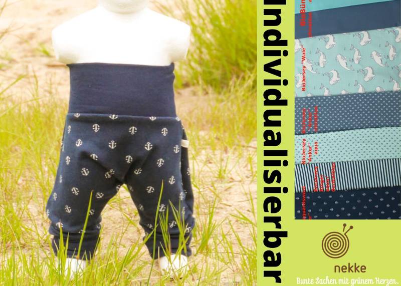 Bio Mitwachshose Pumphose Maritim Individualisierbar Versch. Motive von nekkeklix