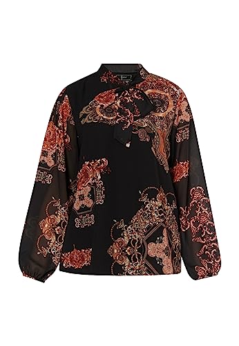 nelice Damen Bluse mit barockprint 19529622-NE01, SCHWARZ ORANGE Mehrfarbig, M von nelice