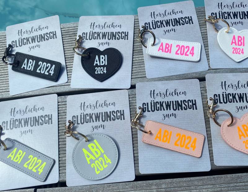 Abi Abitur 2025/Karte + Schlüsselanhänger Abschluss Examen Neon von nelous