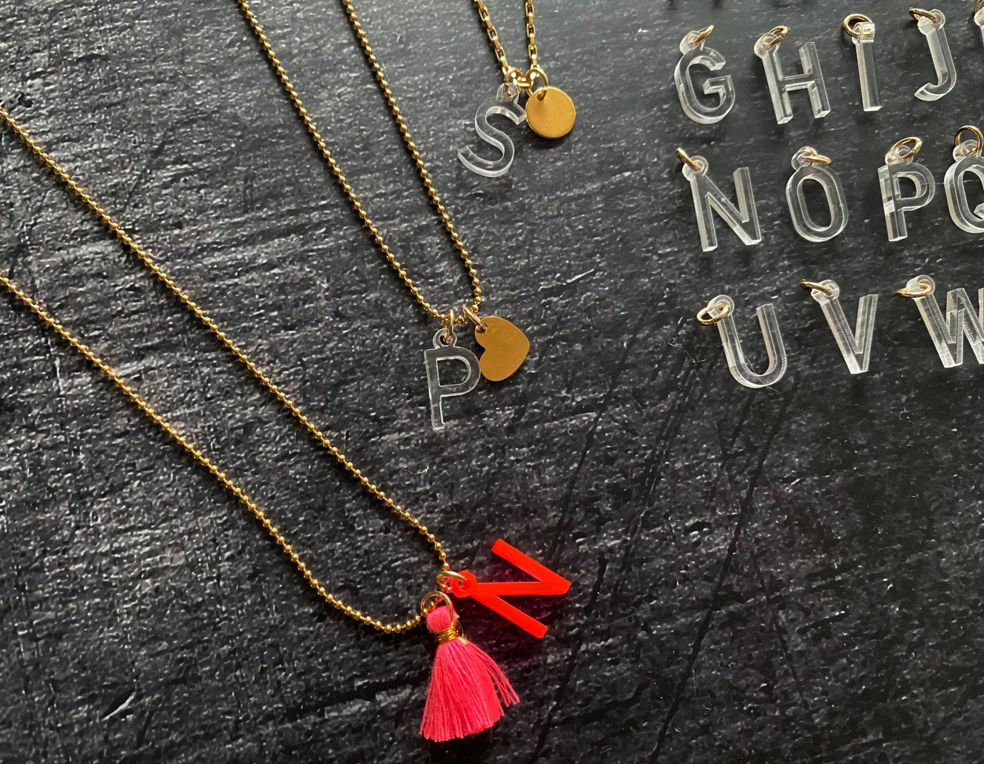 Anhänger Letter Buchstabe Acryl/A - Z Viele Farben Charm Neon Transparent Kettenanhänger Personalisiert Bff Muttertag Mom von nelous