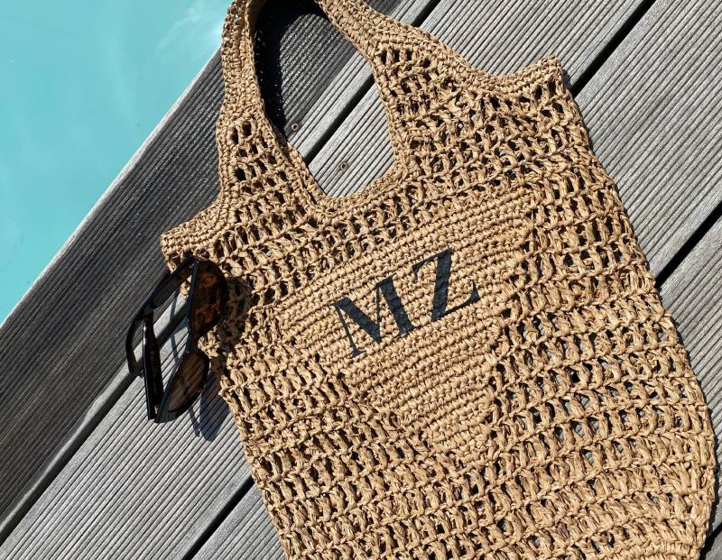Personalisierte Strohtasche/Boho Beachbag Milano Initialen Urlaub Shopper Beach Strand Buchstaben Name Ibiza Tulum von nelous