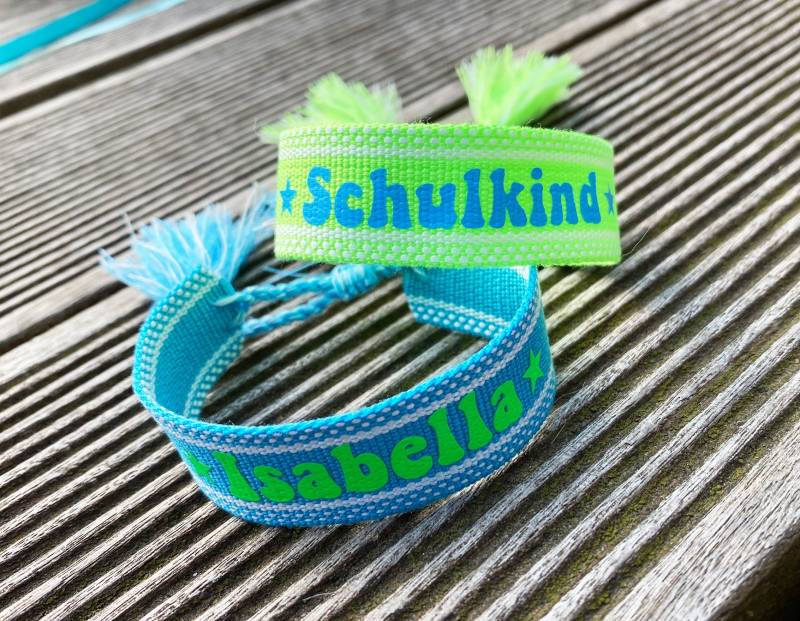 Schulkind/Personalisiertes Armband - Set Geschenk 2Teilig Neon Freundschaftsarmband Einschulung Viele Farben 2Er Bff von nelous