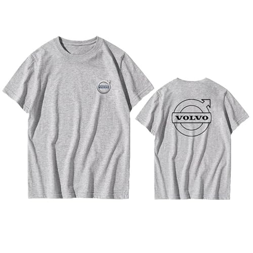 Herren-T-Shirts, für Volvo Sommer Oberteile Sport-Shirts Rundhalsausschnitt T-Shirt Auto Emblem Kurzarm T-Shirt Auto-Geschenk,L-B von nelyouno