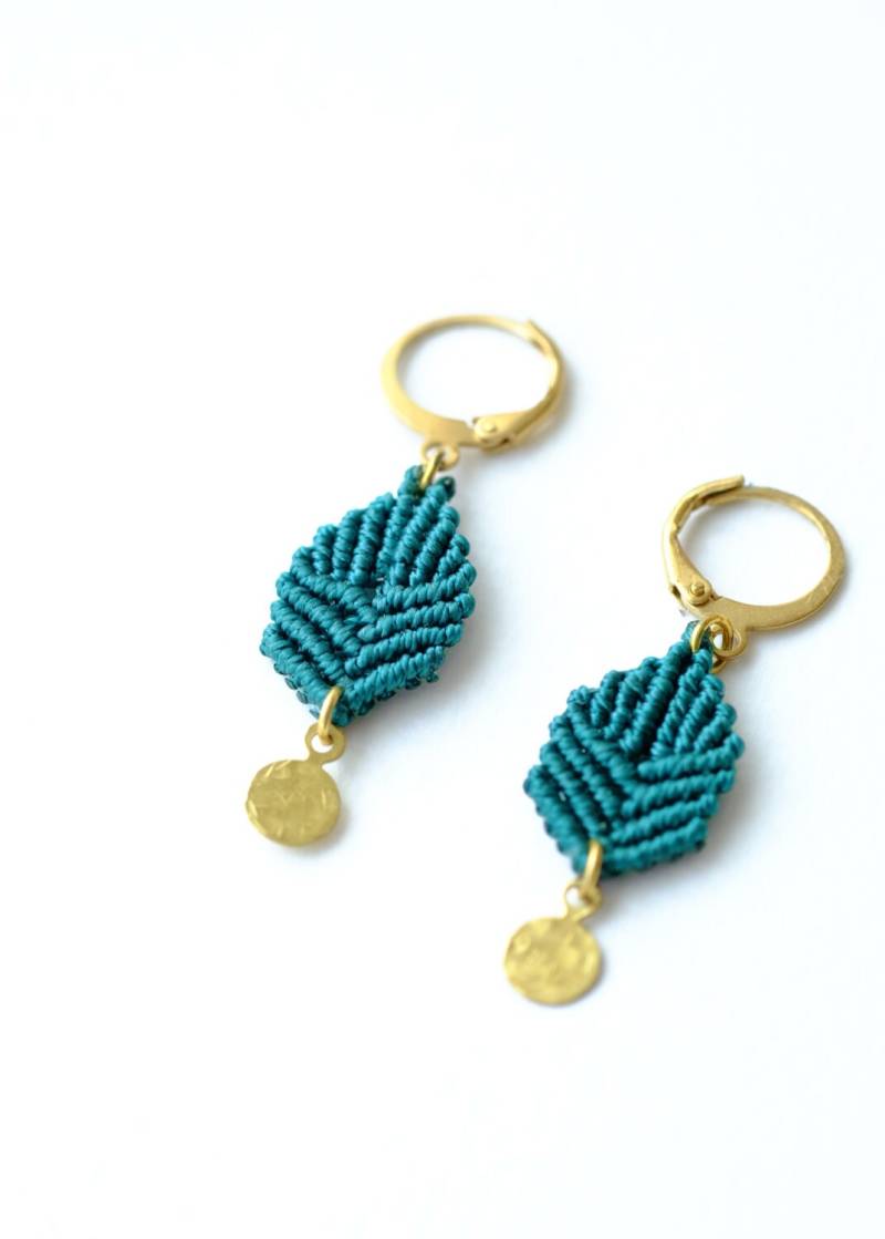 Handgewebte Grüne Blatt Ohrringe von nembysebnem