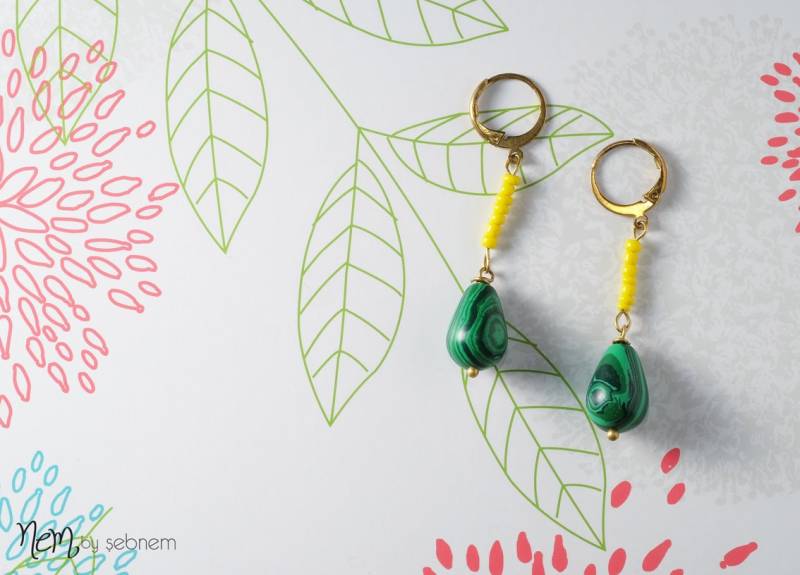 Schwarze Malachit Tropfen Als Ohrhänger von nembysebnem