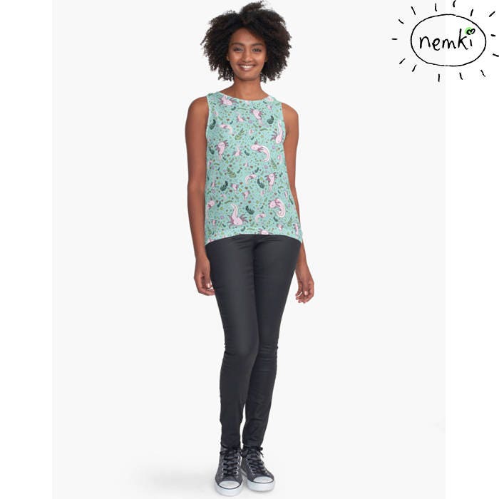 Axolotl Kleidung Womens Top Frauen Geschenke Für Ihre Stoff Muster von nemki