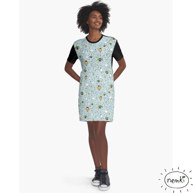 Enten Gemustertes T-Shirt Kleid, Casual Fit von nemki