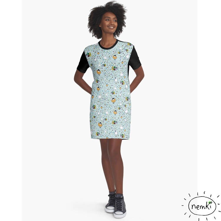 Enten Gemustertes T-Shirt Kleid, Casual Fit von nemki