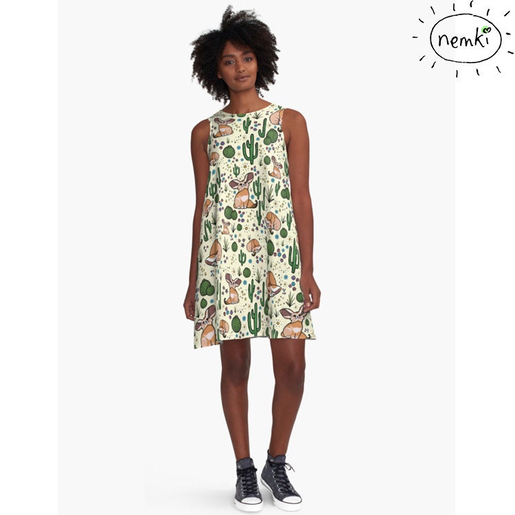 Fennec Fuchs Kleid Kaktus Kleidung Für Frauen Wüste Mode von nemki