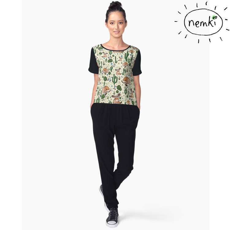 Fennek Fuchs Oben Süße Wüste T-Shirt Desert Frauen Kaktus von nemki